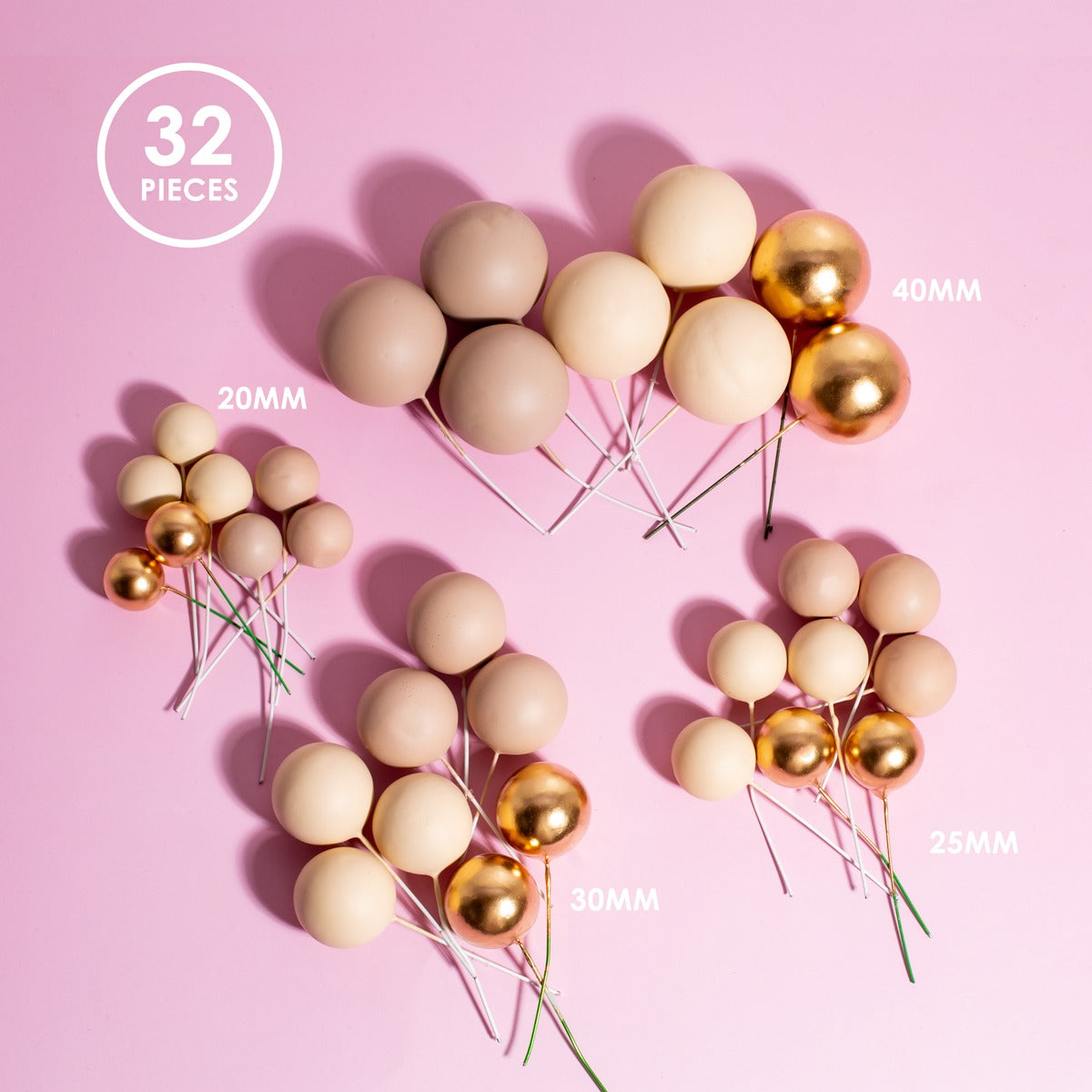 SPRINKS 32 Cake Ball Toppers - CHAMPAGNE GOLD image 0