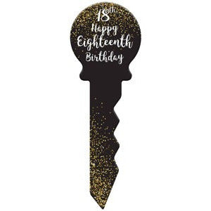 18 BIRTHDAY KEY BLACK AND GOLD image 0