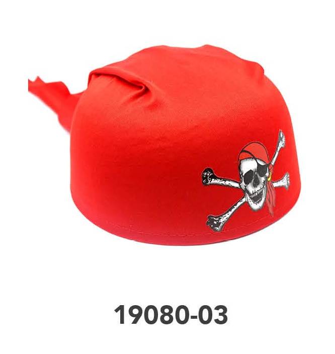 Round Pirate Hat (Red with White Skull) image 0