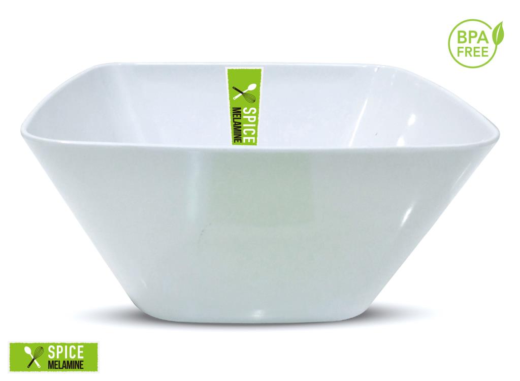 White Melamine Square Bowl - 25CM x 25CM image 0