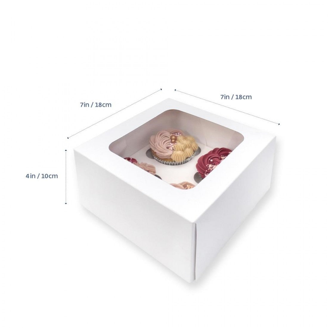 4 Holds White Cupcake Box (7x7x4in) (5 Pack) image 0