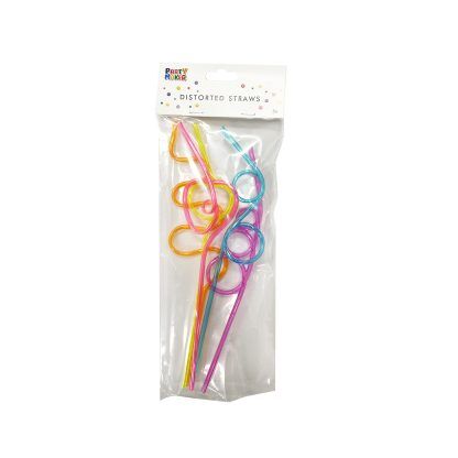 Distorted Assorted Plastic Straws 4pk image 0