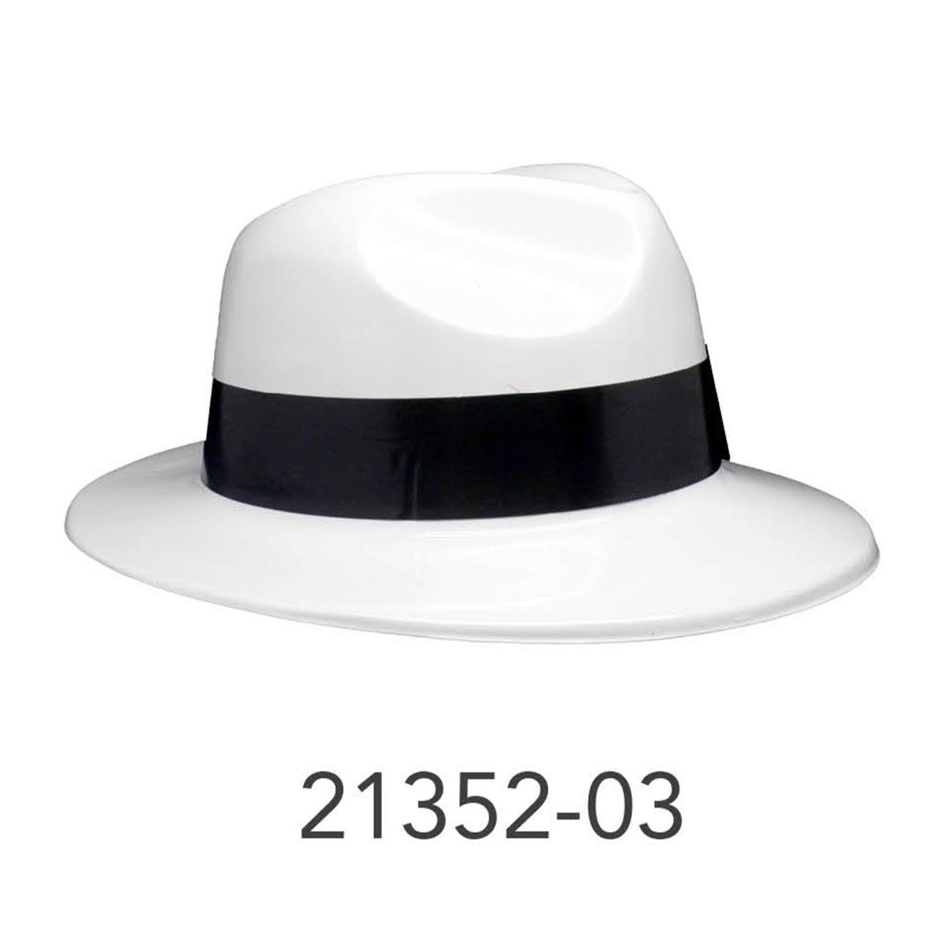 Plastic Gangster Hat (White With Black Ribbon) image 0