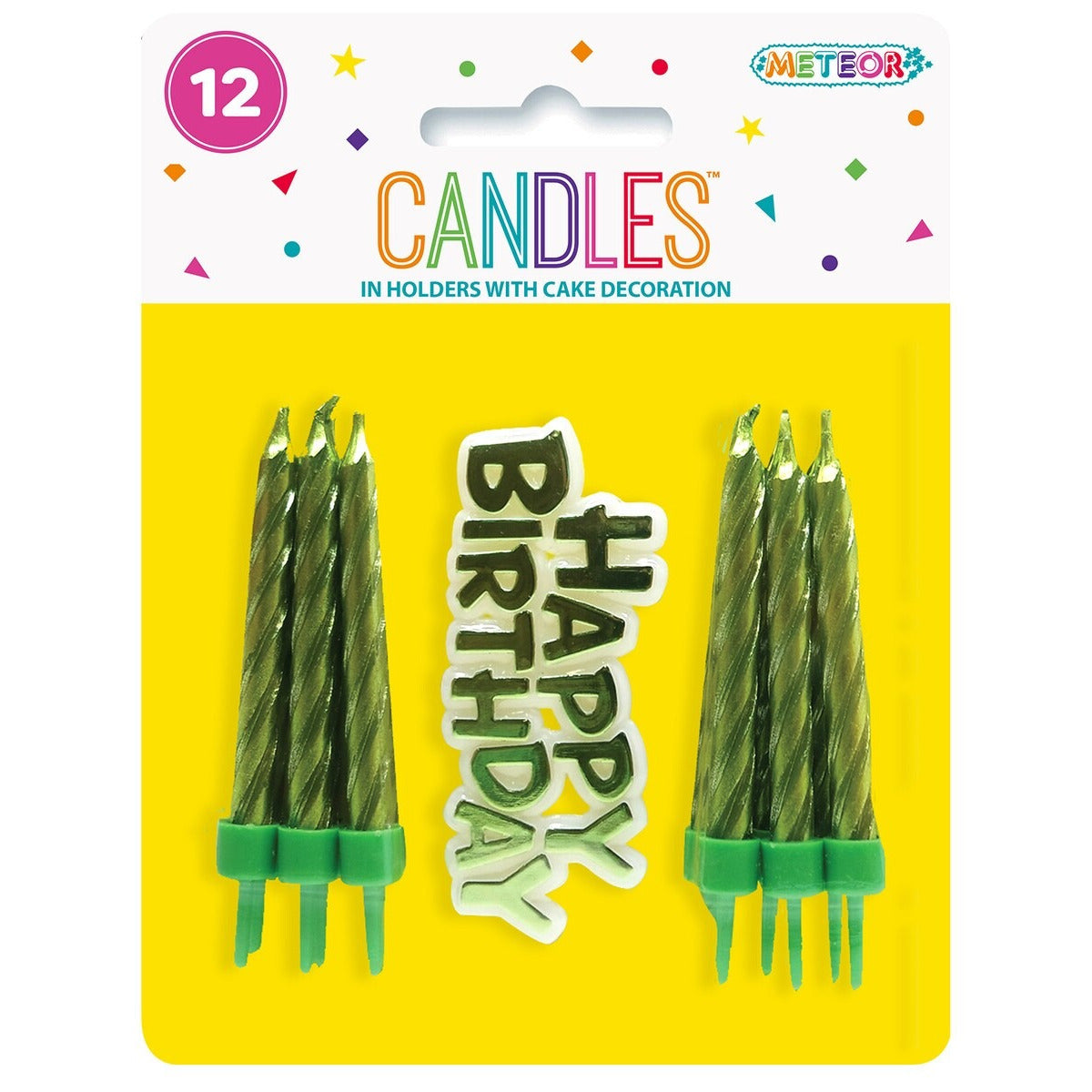 12 CANDLES W/CAKE DECO - LIME image 0
