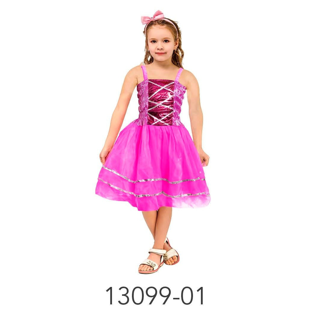 Children Metallic Princess Dress (Hot Pink) image 0