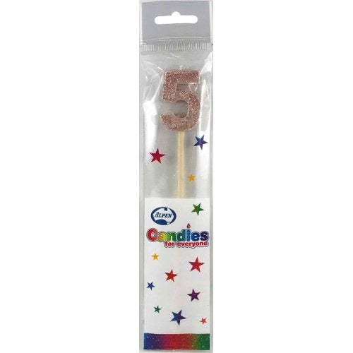CANDLE ROSEGOLD GLITTER LONG STICK #5 image 0