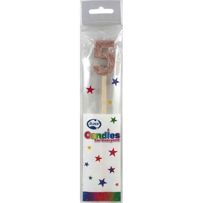CANDLE ROSEGOLD GLITTER LONG STICK #5 image 0