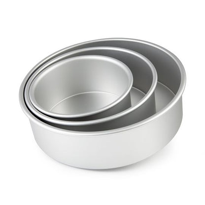 Mondo Pro Set of 3 Round 3inch Deep Cake Pans ( 6in/ 8in/ 10in)?- Silver Anodized image 0