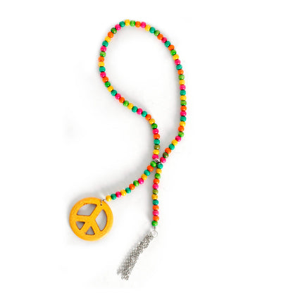 Wooden Hippie Peace Sign Necklace image 0