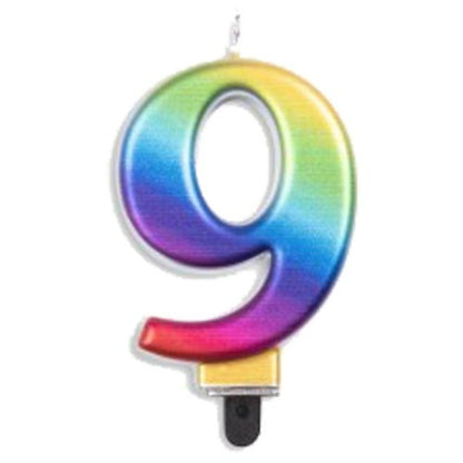 CANDLE NUMERAL JUMBO RAINBOW #9 image 0