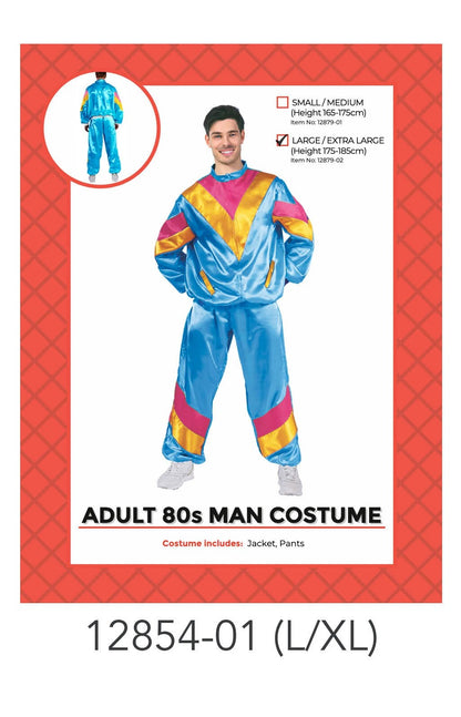 Adult 80s Man Costume Blue L/XL image 0