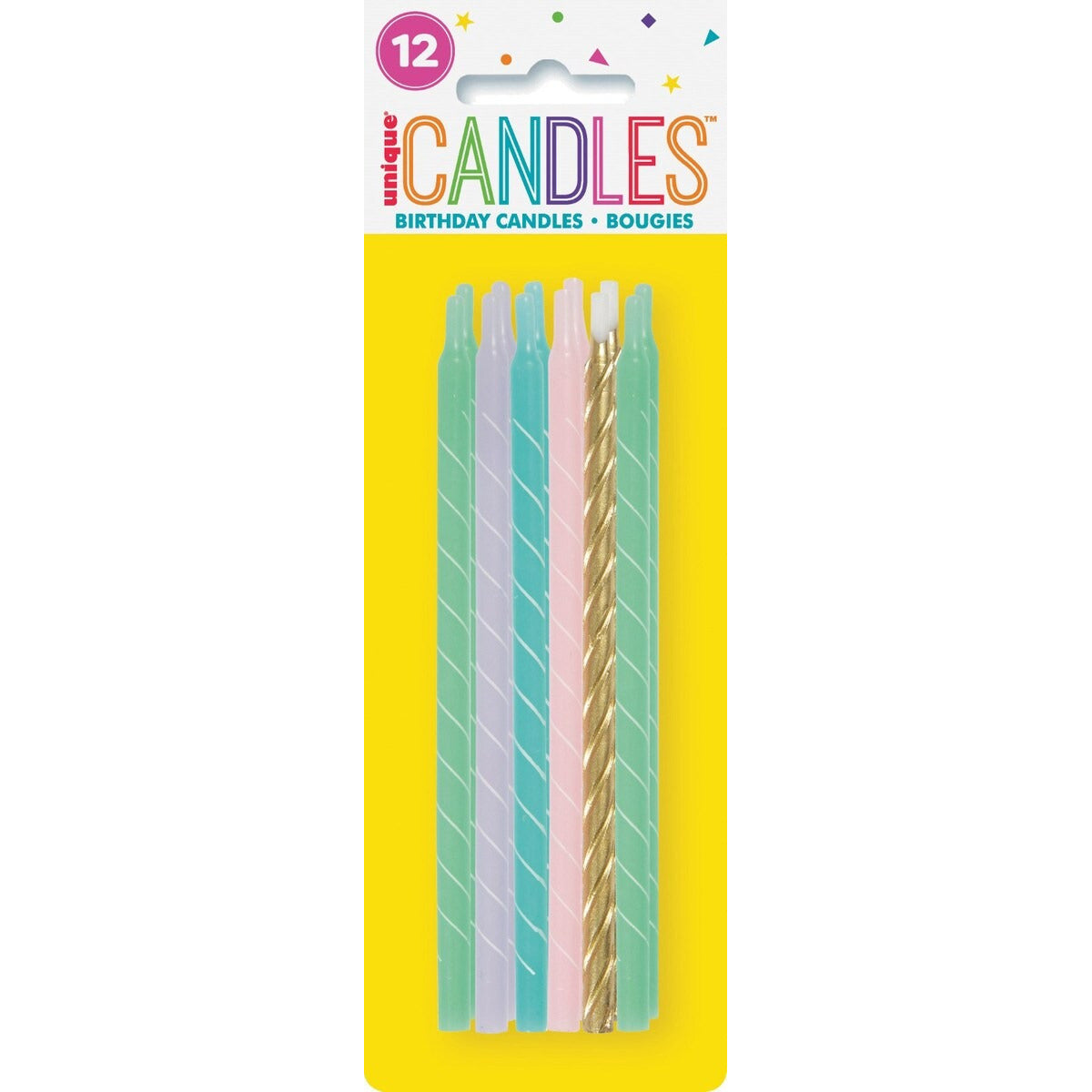 12 PASTEL SPIRAL CANDLES - 5" image 0