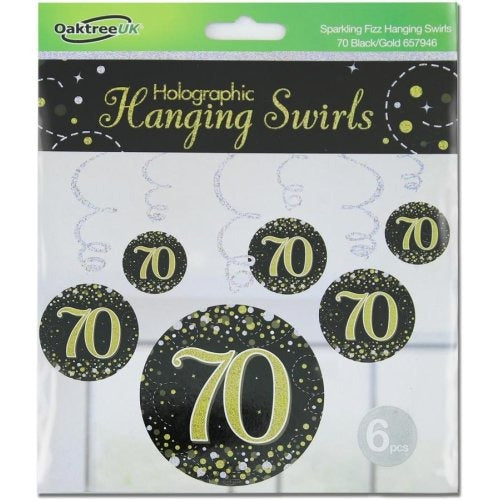 Sparkling Fizz Black & Gold Hanging Swirl #70 Pk6 image 0
