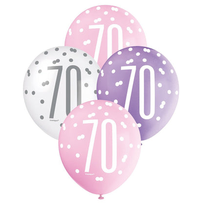 Pink, Purple & White Assorted 30cm Latex Balloons - 70 image 0