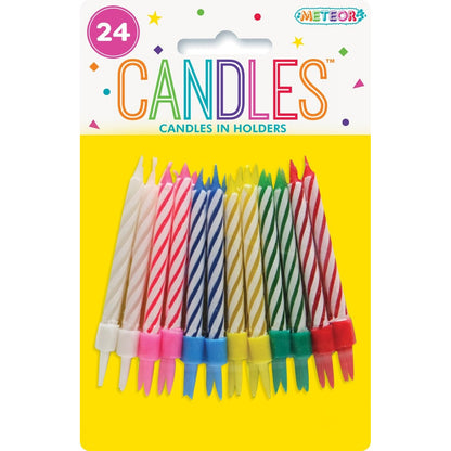 24 B/DAY CANDLES IN HOLDERS image 0
