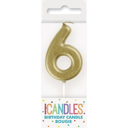 MINI GOLD NUMERAL CANDLE - 6 image 0