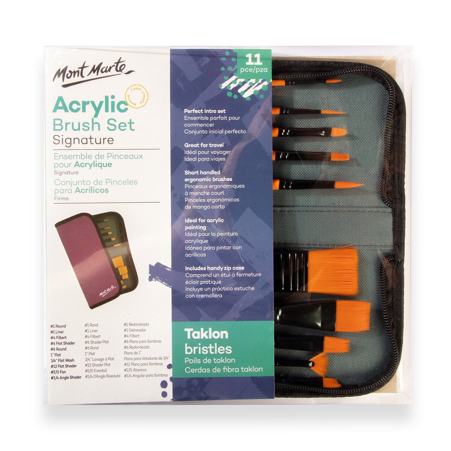 Brush Set in Wallet 11pc - Acrylic image 0
