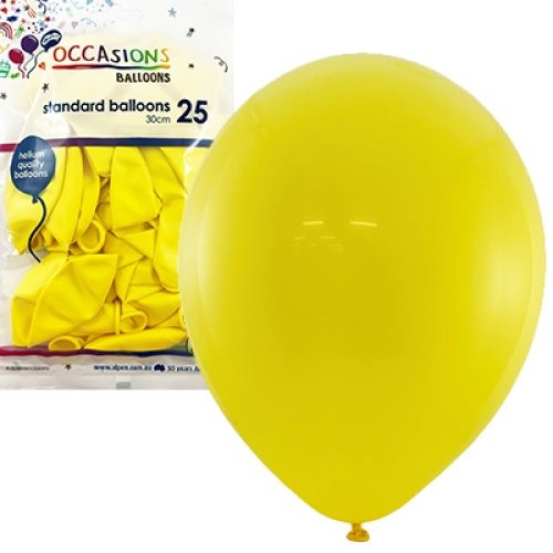 Standard 30cm Latex Balloons 25pk - Yellow image 0