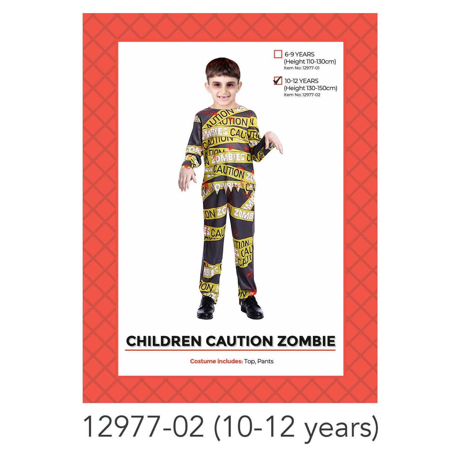 Children Caution Zombie Costume 10-12 years image 0