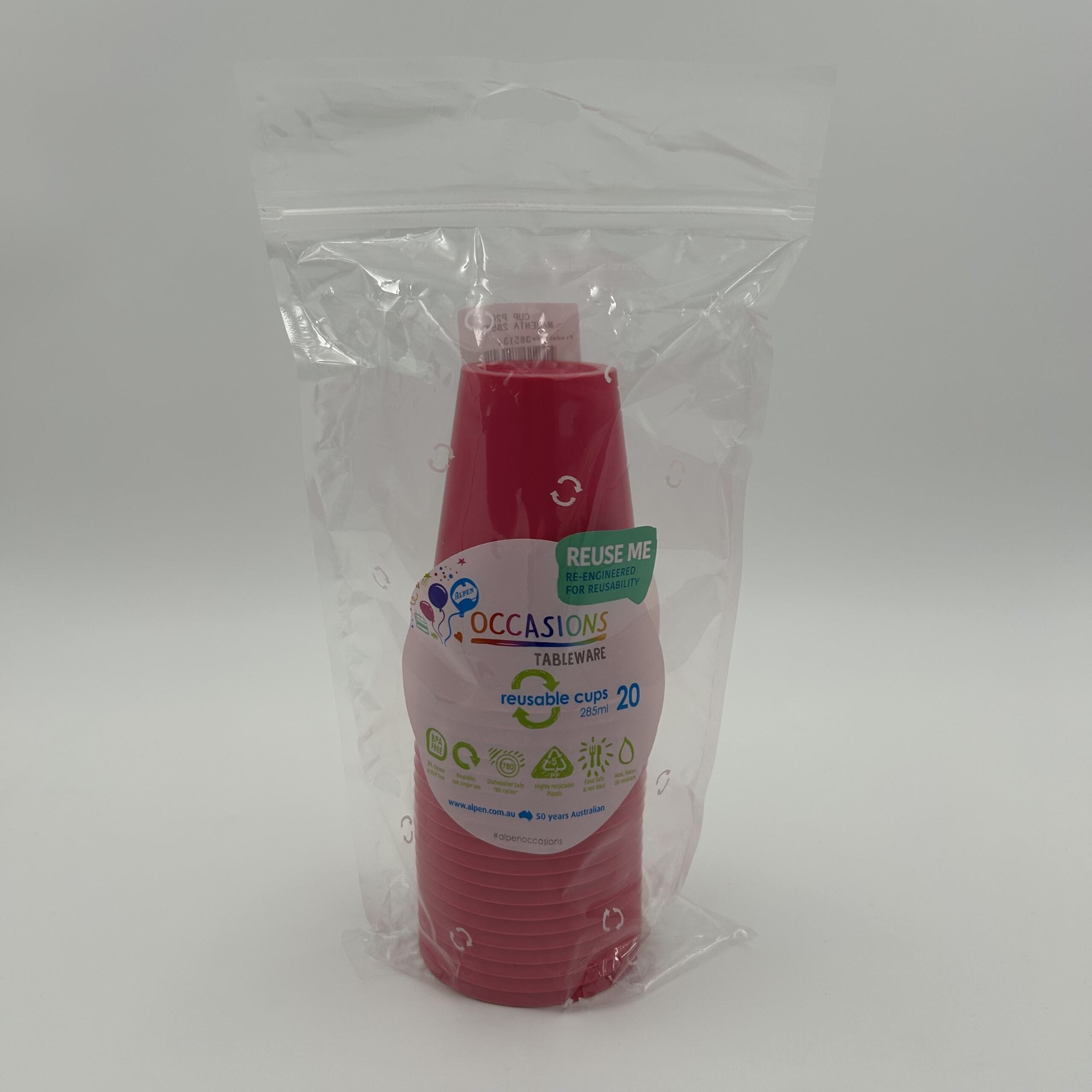 Magenta Plastic Cup 285ml Pack 20 image 0