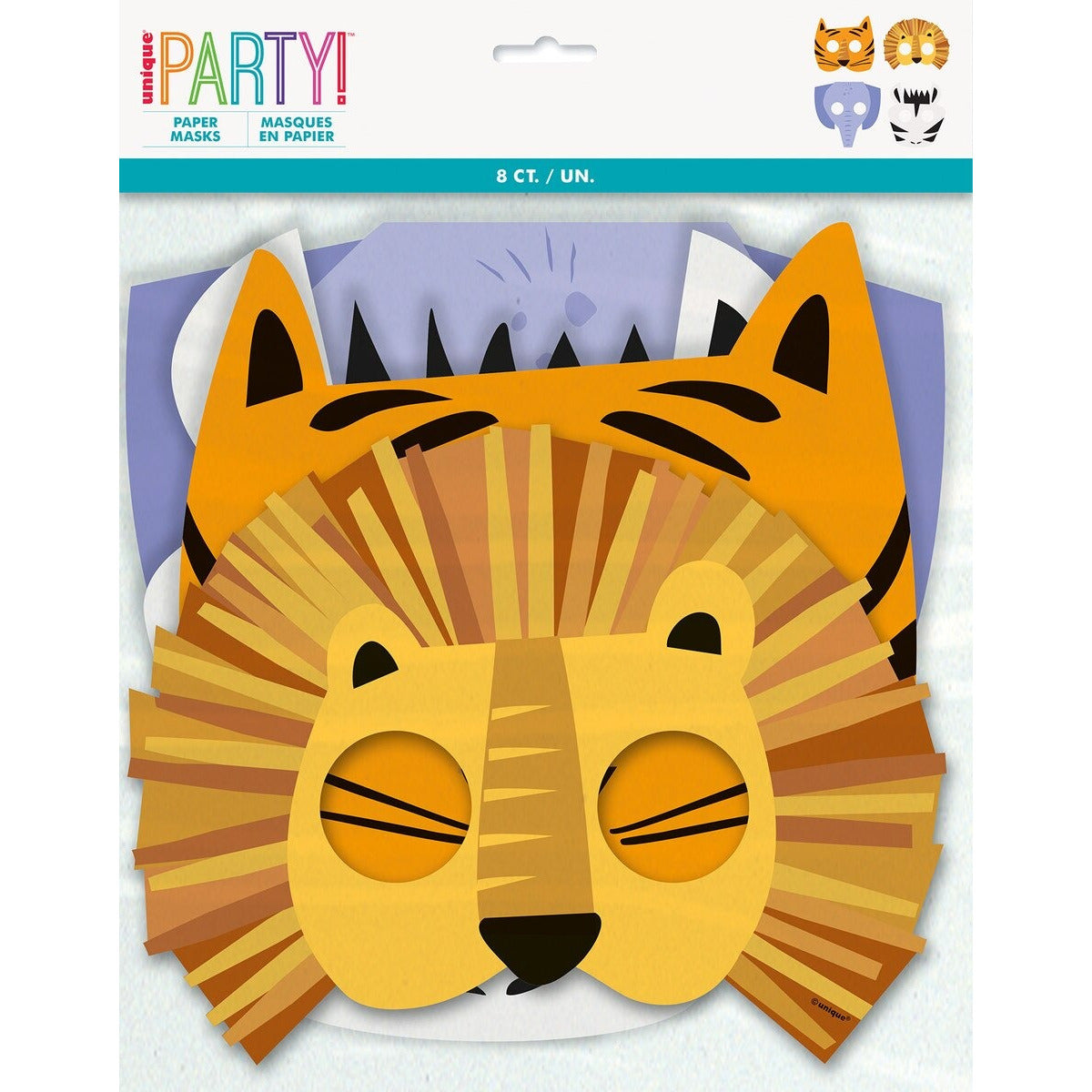 ANIMAL SAFARI 8 PAPER MASKS image 0