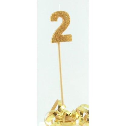 CANDLE GOLD GLITTER LONG STICK #2 image 0