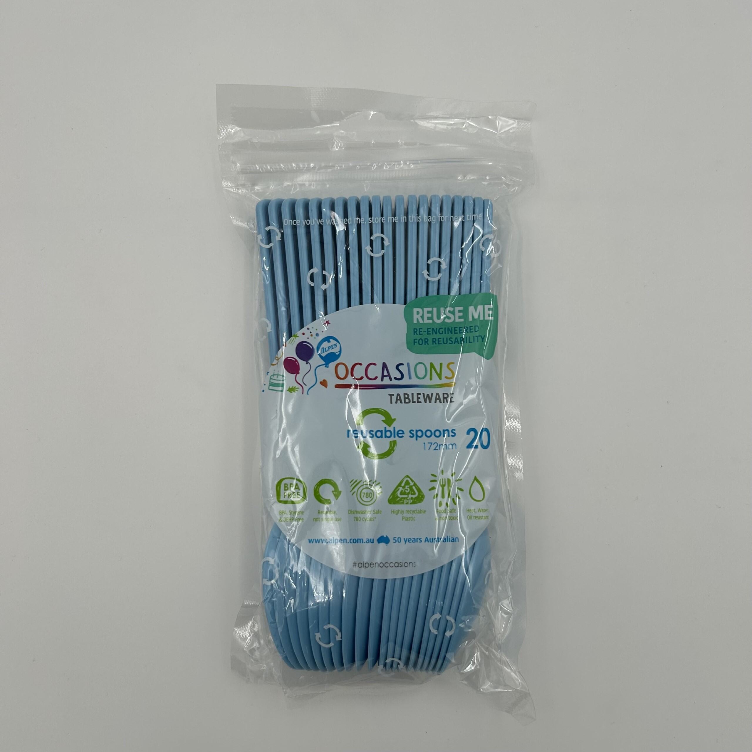Light Blue Plastic Spoon Pack 20 image 0