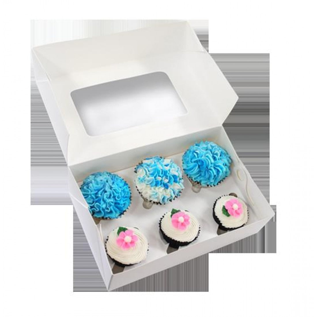 6 Holds White Cupcake Box (9.5x6.5x4in) (5 Pack) image 0