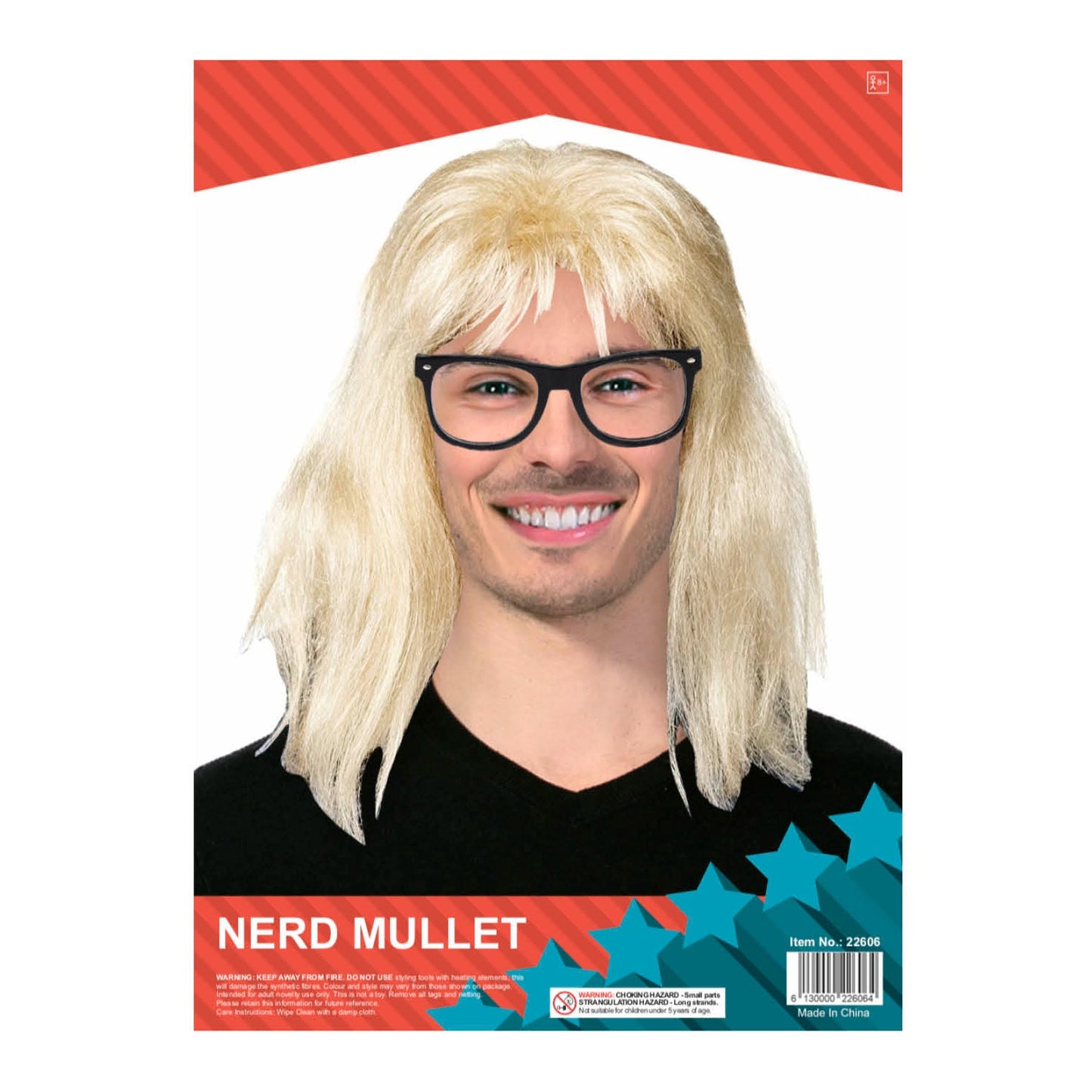 Mens Nerd Mullet Wig (Ash Blonde) image 0