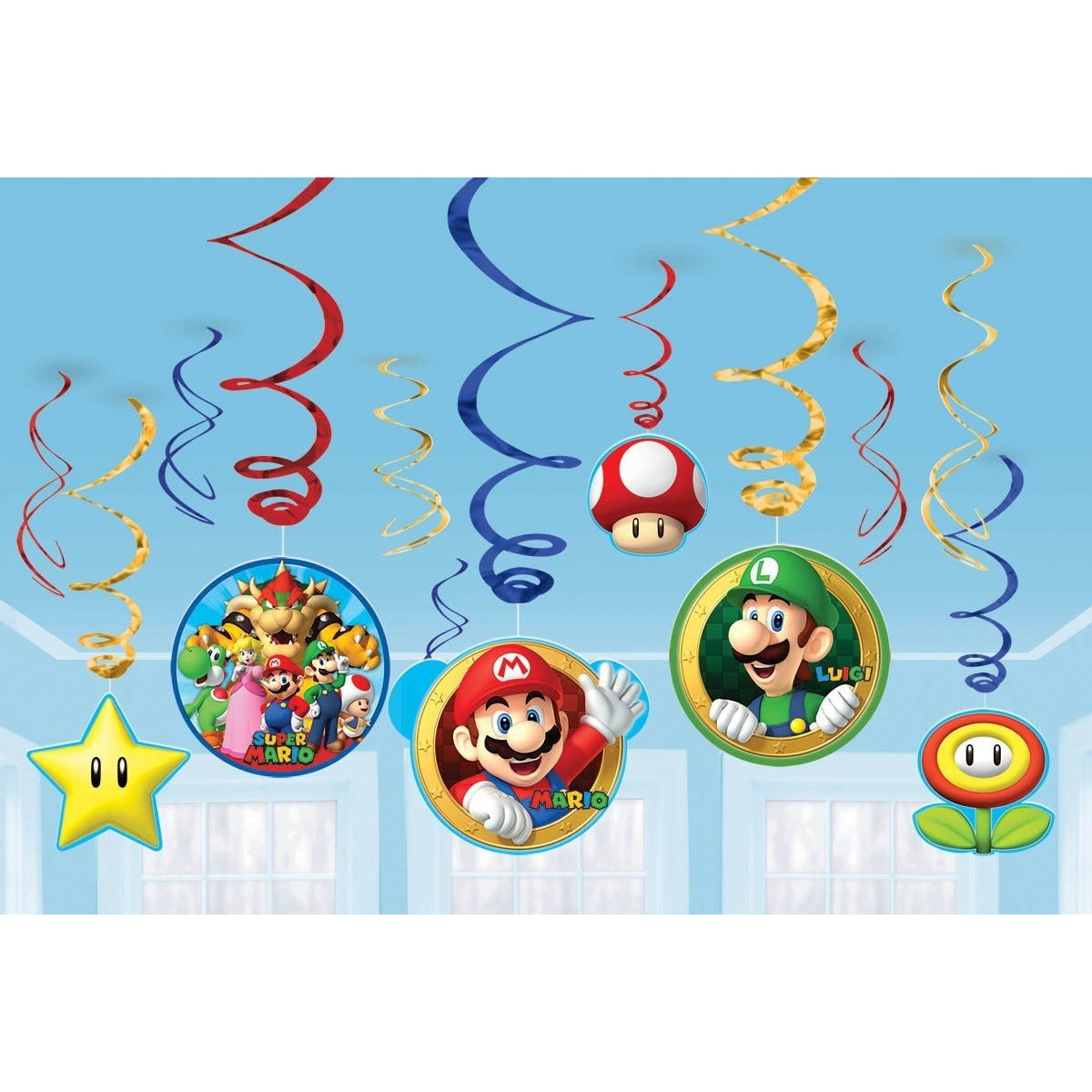 Super Mario Bros Hanging Spiral Decorations image 0