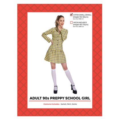 Adult 90s Preppy School Girl Costume (S/M)