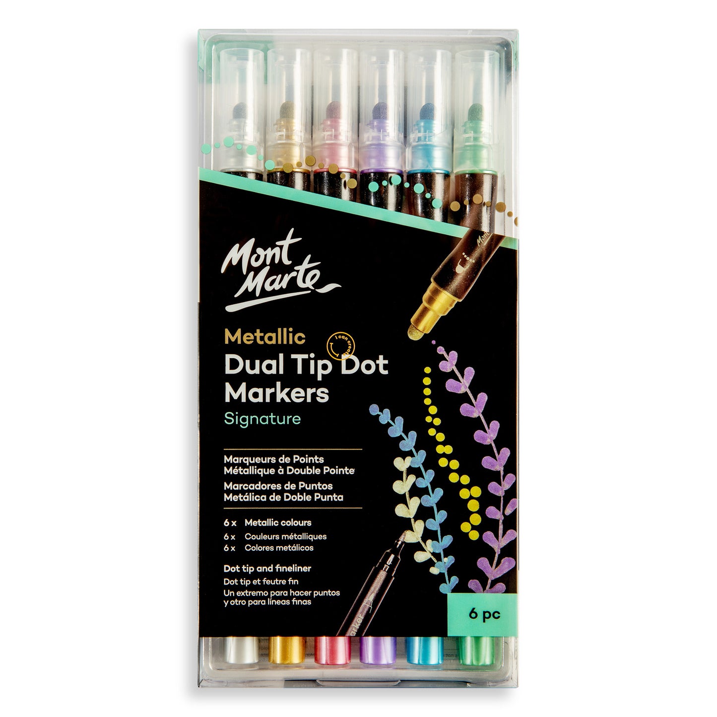 Metallic Dot Markers Dual Tip 6pc image 0