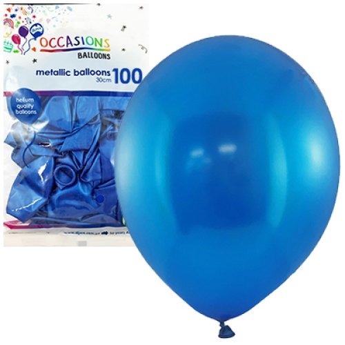 Metallic 30cm Latex Balloons 100pk - Royal Blue image 0
