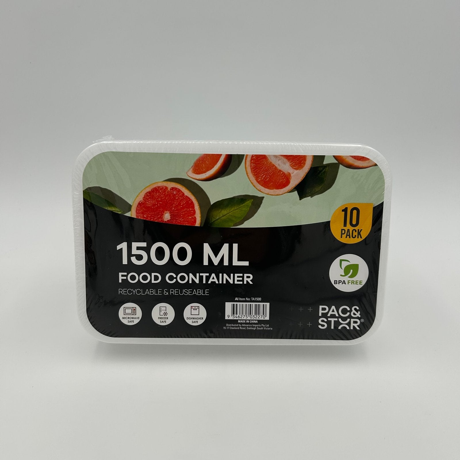 10Pk 1500ml Rectangular Plastic Container image 0