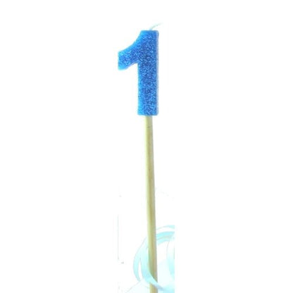CANDLE BLUE GLITTER LONG STICK #1 image 0