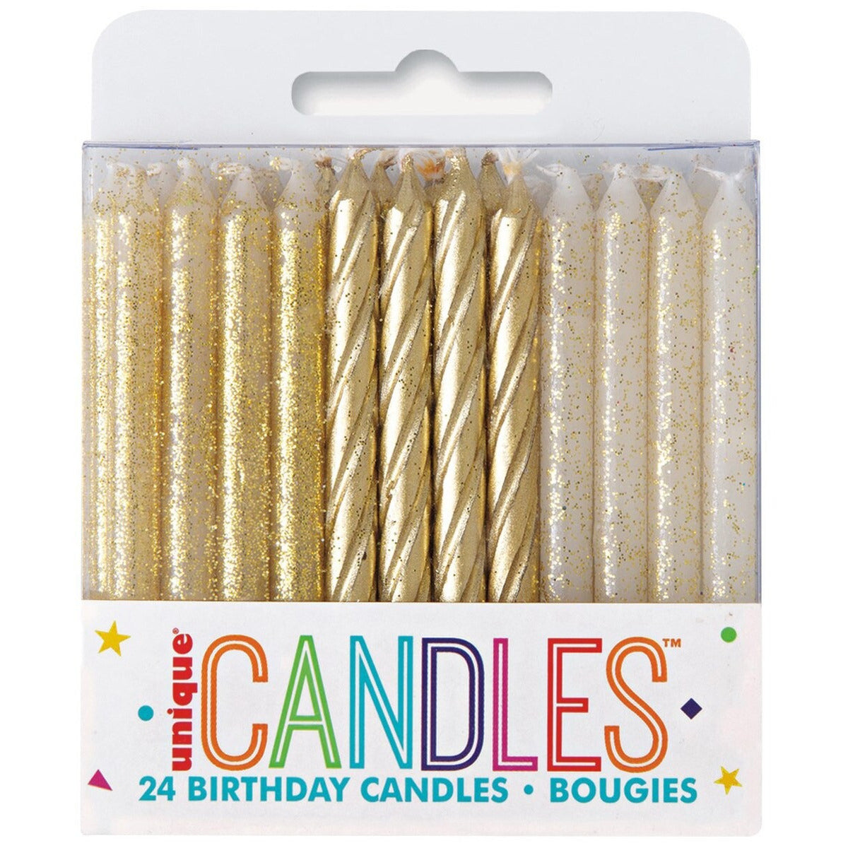 24 SPIRAL CANDLES - GLITTER&GOLD image 0