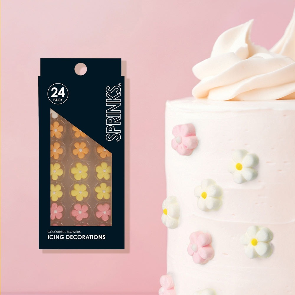 SPRINKS Icing Decorations - COLOURFUL FLOWERS (24 pieces) image 0
