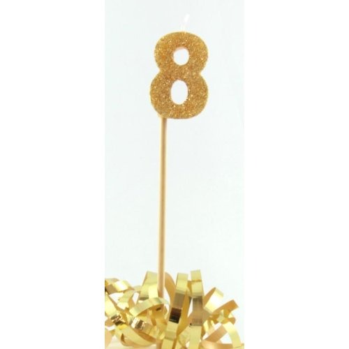 CANDLE GOLD GLITTER LONG STICK #8 image 0