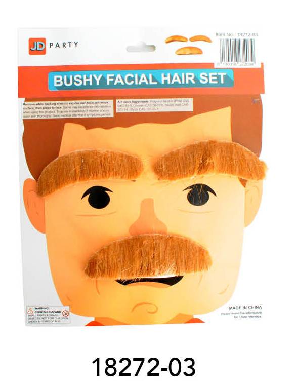 Furry Eyebrows and Moustache set Brown image 0