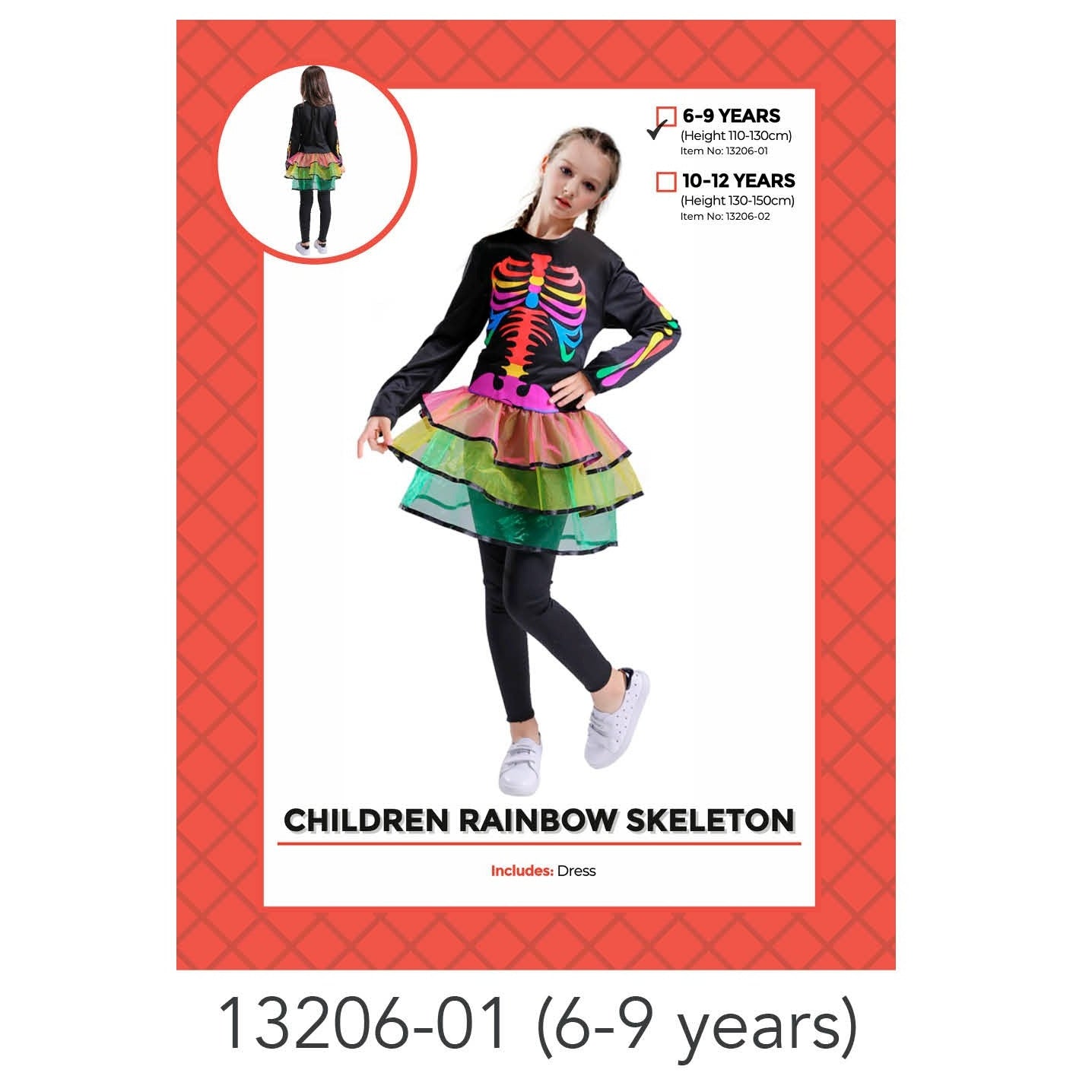Children Rainbow Skeleton Costume 6-9 years image 0