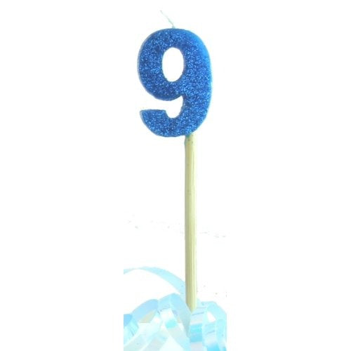 CANDLE BLUE GLITTER LONG STICK #9 image 0