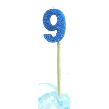 CANDLE BLUE GLITTER LONG STICK #9 image 0