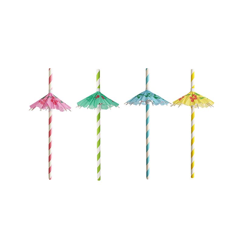 Umbrella Paper Straws 12pk image 0