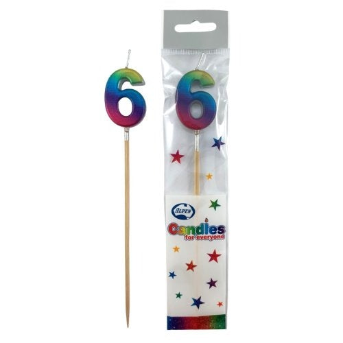 CANDLE RAINBOW METALLIC LONG STICK #6 image 0