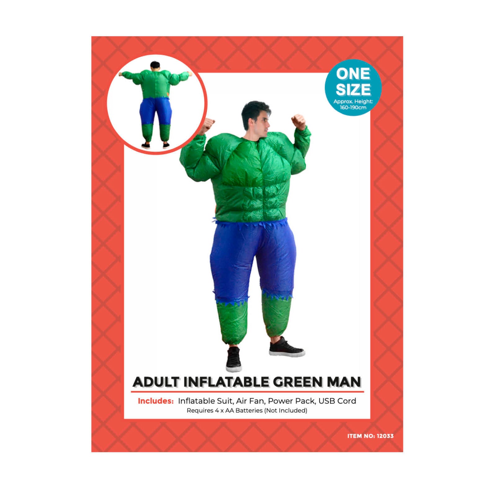 Adult Inflatable Green Muscle Man Costume image 0