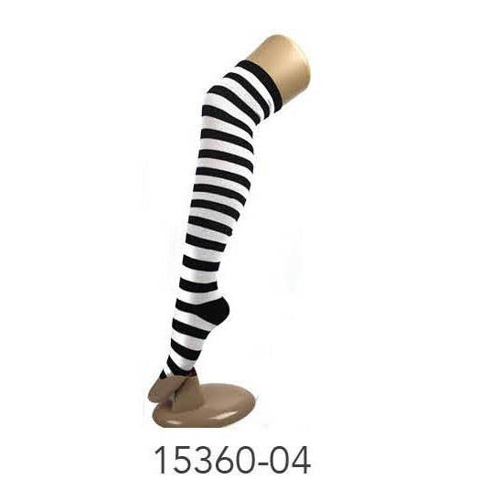 Over The Knee Socks (Black White Stripe) image 0
