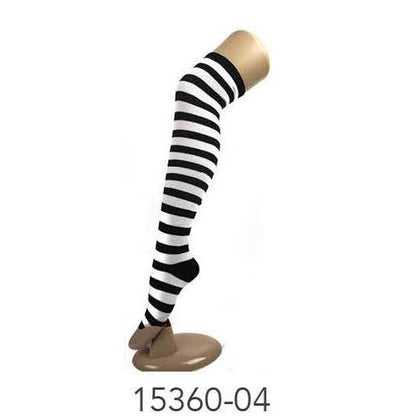 Over The Knee Socks (Black White Stripe) image 0