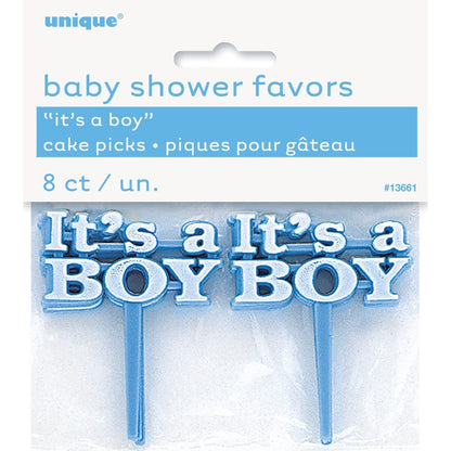 8 ITS A BOY CAKE PICKS PINK image 0