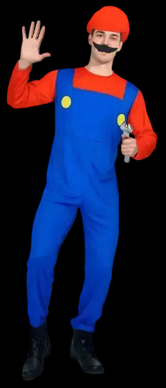 Adult Red Plumber Costume L/XL image 0