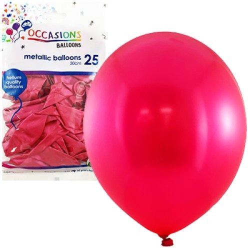Metallic 30cm Latex Balloons 25pk - Fuchsia image 0